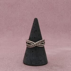 sterling silver clear cz crossover ring size 7